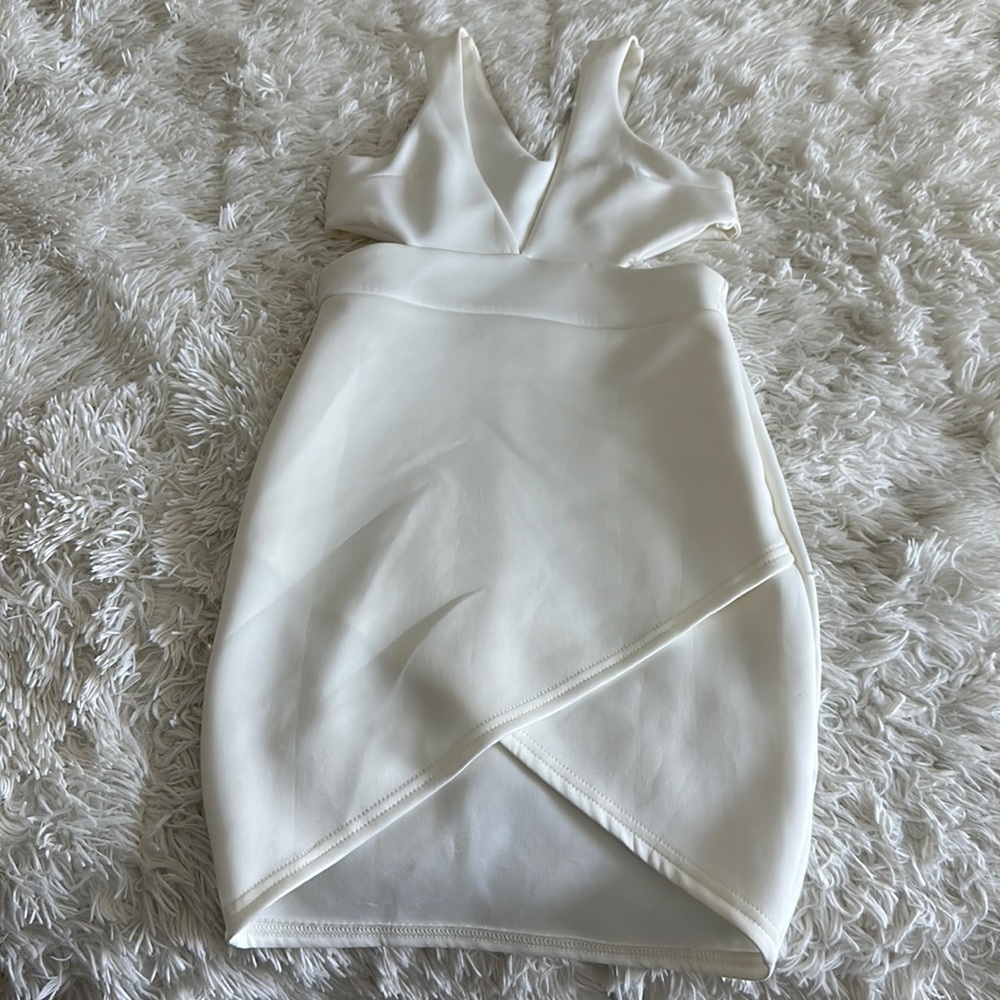 White rib cutout boohoo mini dress